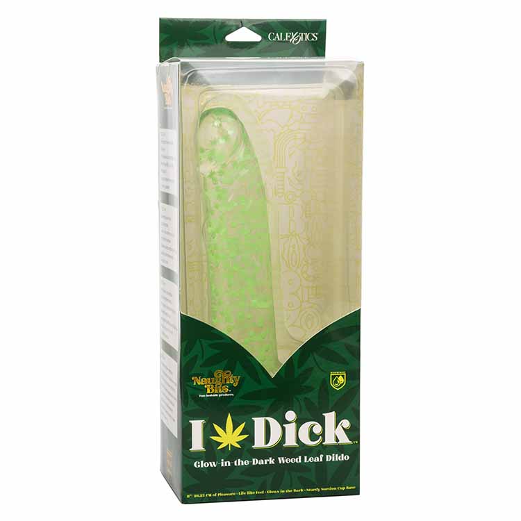 Glow in The Dark Dildo Wietbladeren 8 inch - Afbeelding 2