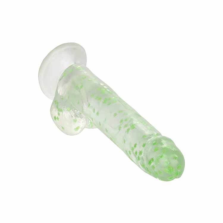 Glow in The Dark Dildo Wietbladeren 8 inch - Afbeelding 3
