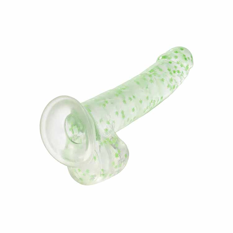 Glow in The Dark Dildo Wietbladeren 8 inch - Afbeelding 4
